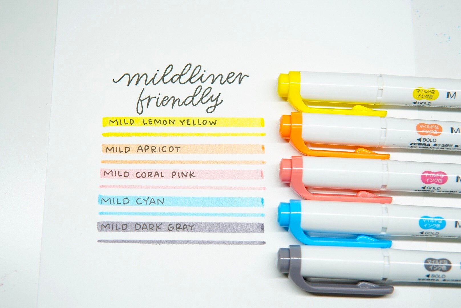 Zebra Mildliner Creative Marker - 5 Friendly Mild Colors Set 